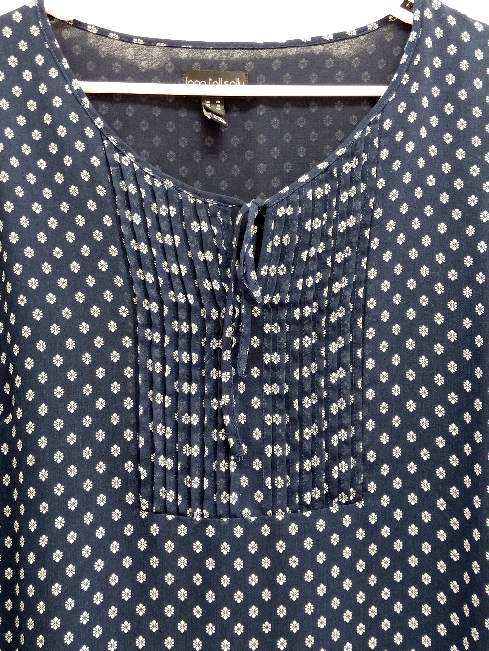Long Tall Sally Boho Tunic Top Blue Size 16 Peasant Cottagecore Paisley Border - Picture 5 of 12
